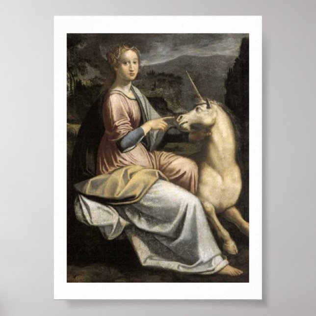 Barbara Longhi - Dame mit Einhorn - Einicorn Poster (Vorne)