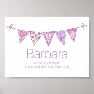 Barbara-Name bedeutet lila rosa Flaggenbündel Poster