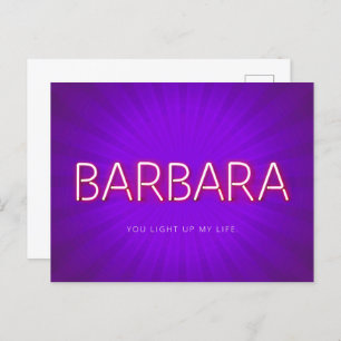 Barbara Name in glühender Neonlichtkarte Postkarte