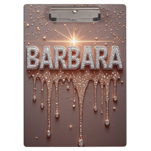 Barbara Name Rose Gold Diamant Glitzer Tropfen Klemmbrett