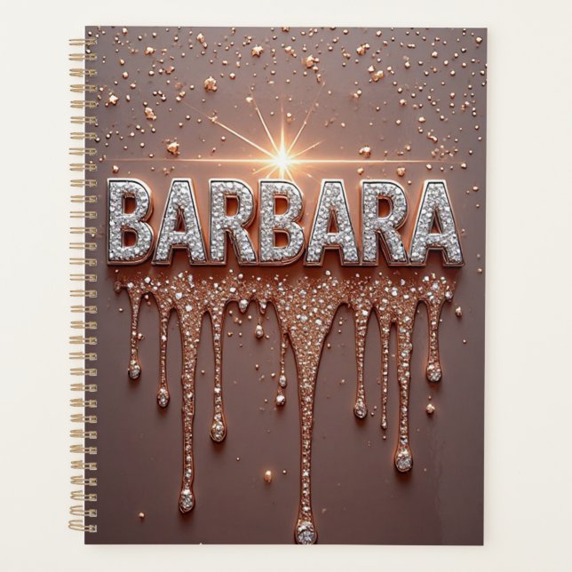 Barbara Name Rose Gold Diamant Triefender Glitter Planer (Vorderseite)