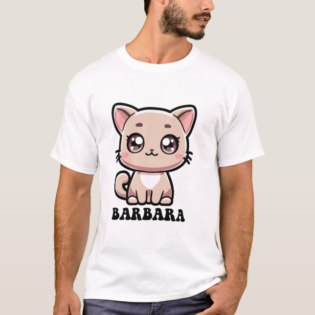 Barbara Süße Kitty Katze Design T-Shirt (Vorderseite)