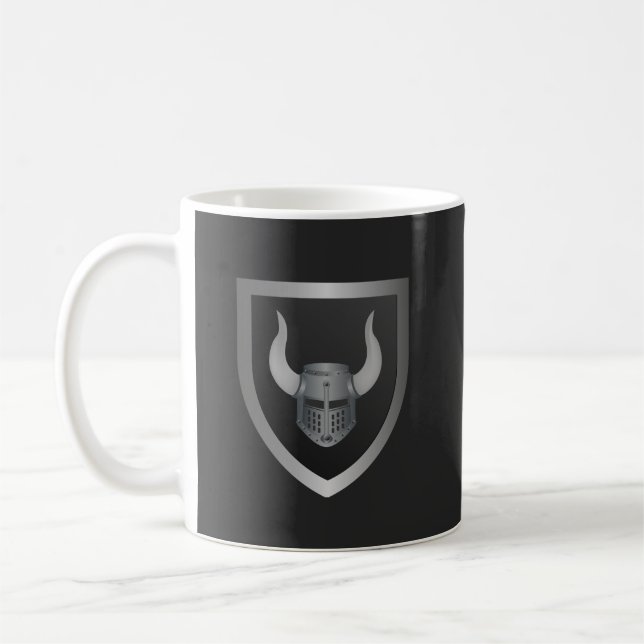Barbaren-Schild-Logo – Wikinger-Krieger-Emblem  Kaffeetasse (Links)