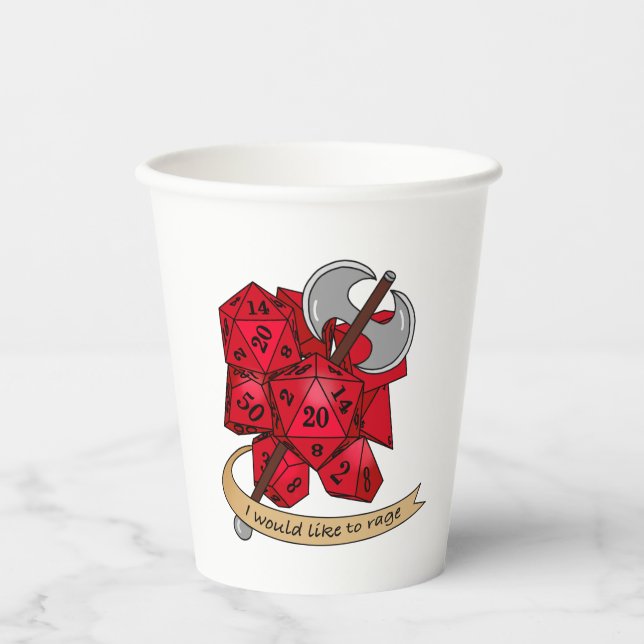 Barbarian Dice Design Pappbecher (Vorderseite)