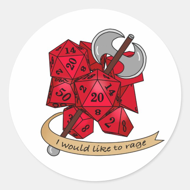Barbarian Dice Design Runder Aufkleber (Vorderseite)
