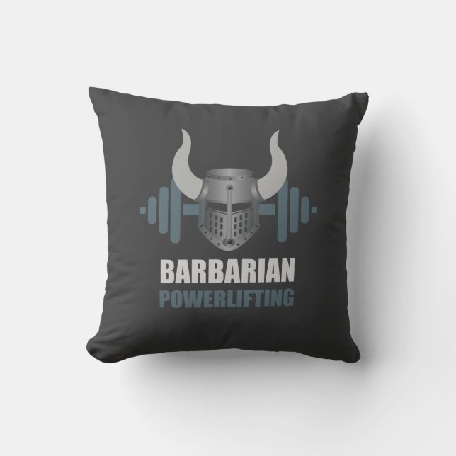Barbarischer Krieger Powerlifting Workout Kissen (Vorderseite)