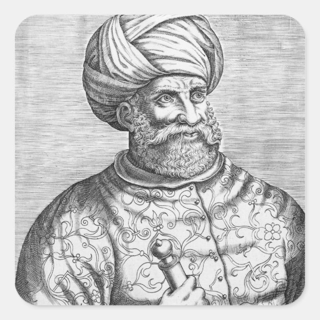 Barbarossa, Illustration von Andre Thevets Quadratischer Aufkleber (Vorderseite)