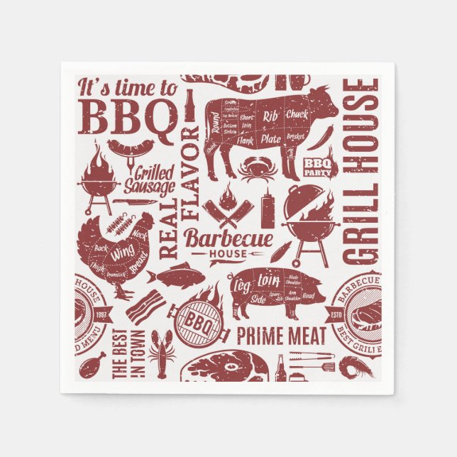 Barbecue Bbq Grilling Paper Serviette (Vorderseite)