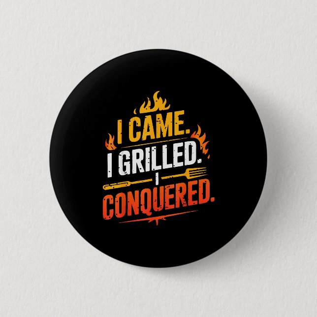 Barbecue BBQ-Witz Grill Pitmaster Chef Räucherofen Button (Vorderseite)