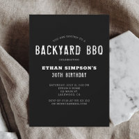 Barbecue Birthday Modern Black