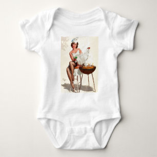 Barbecue Button-Up Girl Baby Strampler