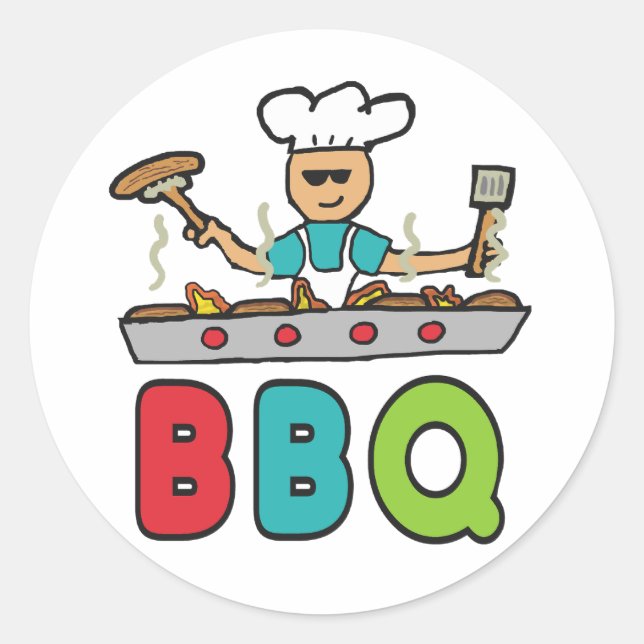 Barbecue Cookout GRILLEN Runder Aufkleber (Vorderseite)