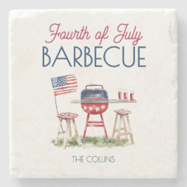 Barbecue Flag 4. Juli Sommer Party Steinuntersetzer