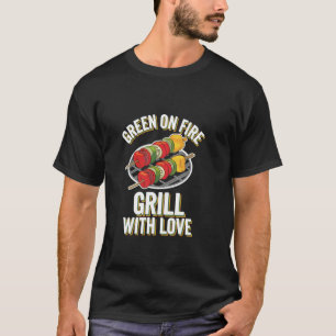 Barbecue Green on Fire Veggie Smoky Pitmaster Gril T-Shirt