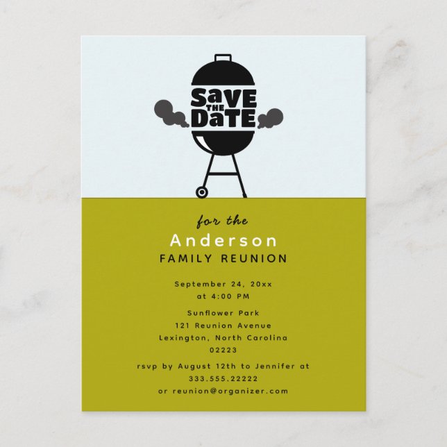 Barbecue grill party Save the Date Postcard Postkarte (Vorderseite)