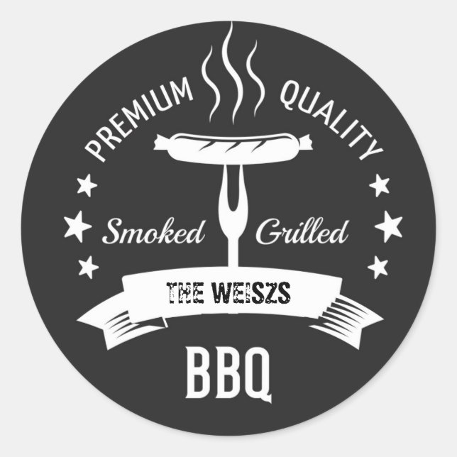Barbecue GRILLEN Custom Labels Runder Aufkleber (Vorderseite)
