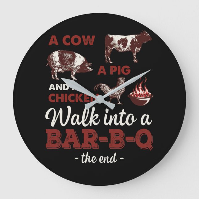 Barbecue GRILLEN Joke GIft Für Grill Master Koch Große Wanduhr (Vorderseite)