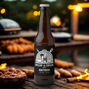 Barbecue Grillin' & Chillin Bachelor Party Bierflaschenetikett