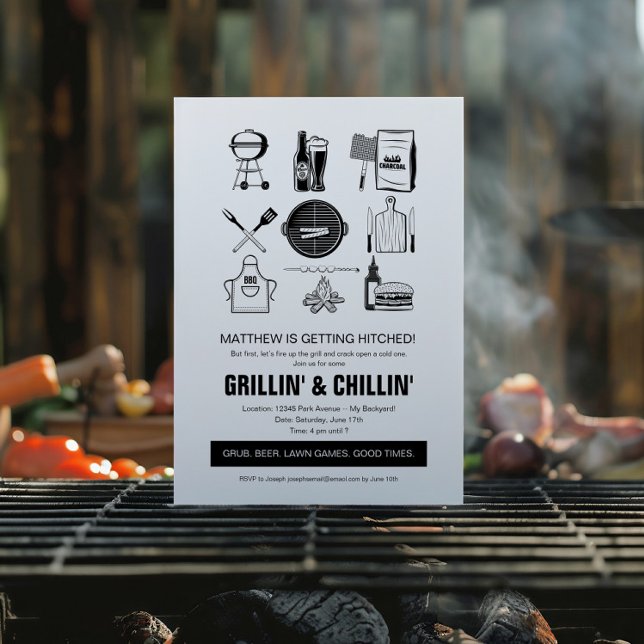 Barbecue Grillin' & Chillin Bachelor Party Einladung (Von Creator hochgeladen)