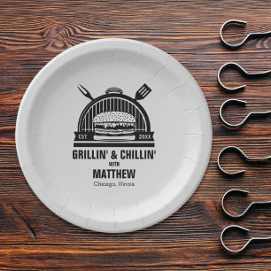 Barbecue Grillin' & Chillin Bachelor Party Pappteller