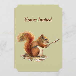 Barbecue Invite Squirrel Toasting Marshmallows Spa Einladung