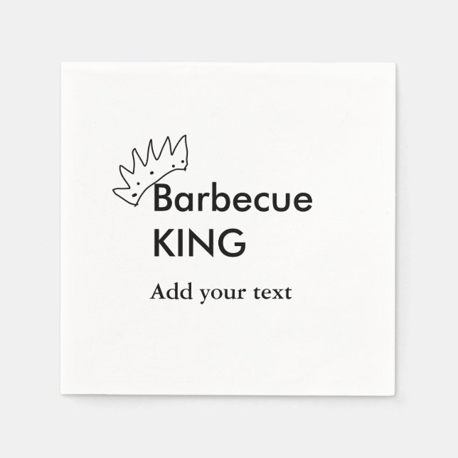 Barbecue King hinzufügen Namen Text Männer Küche B Serviette (Vorderseite)