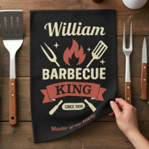 Barbecue King Küchenhandtuch mit individuellem Nam