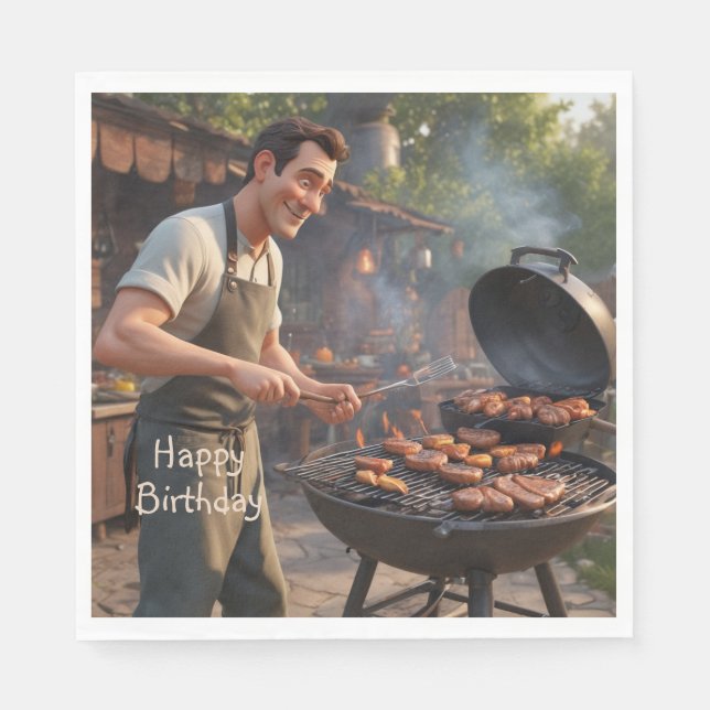 Barbecue Man Birthday Serviette (Vorderseite)