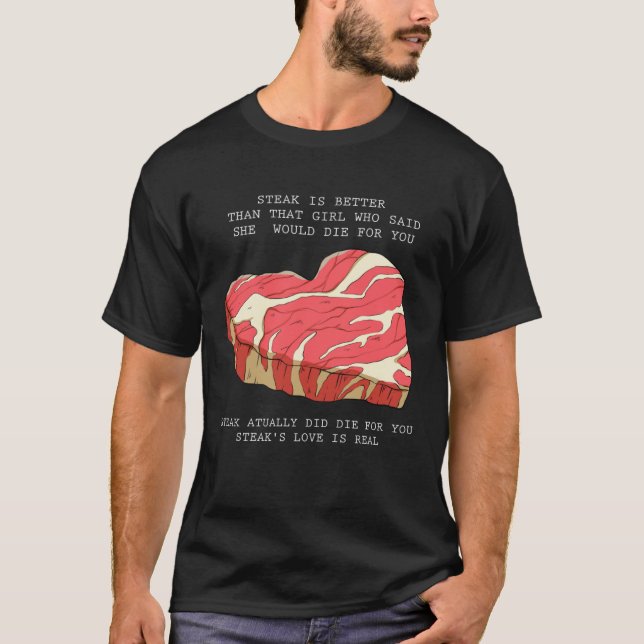 Barbecue meat heart love steak  saying T-Shirt (Vorderseite)