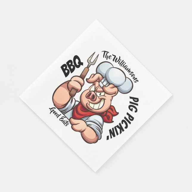 Barbecue Pig Pickin' Napkin Serviette (Ecke)