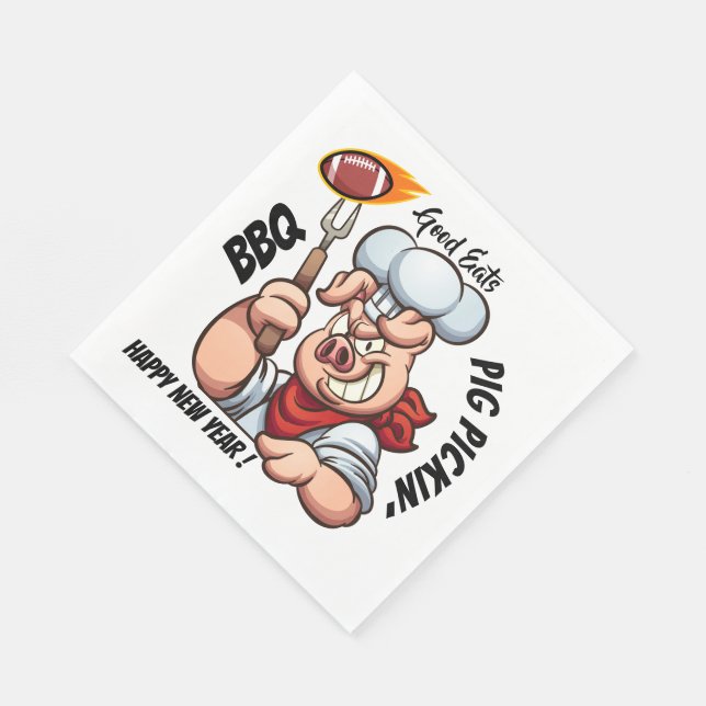 Barbecue Pig Pickin' Napkin Serviette (Ecke)
