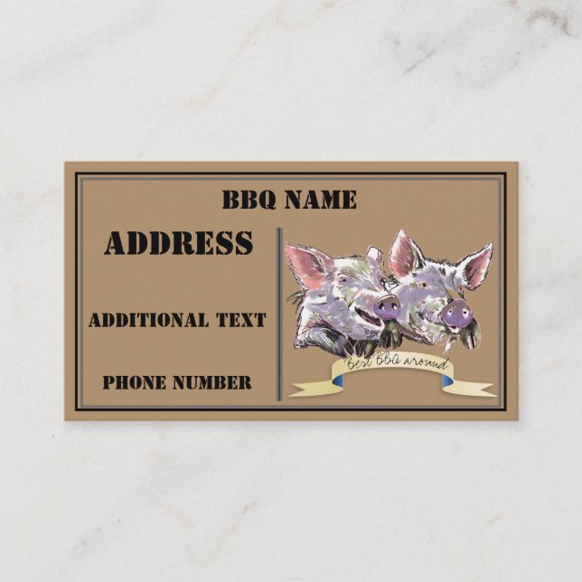 Barbecue Pigs Pen und Aquarell Sketch Visitenkarte (Vorderseite)