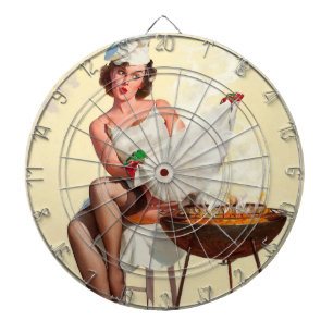 Barbecue Pin-Up Mädchen Dartscheibe