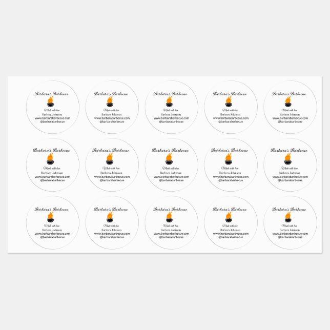 Barbecue Restaurant Küche Social Media Website Etiketten (Blatt)