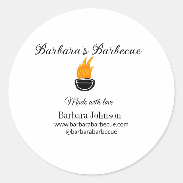 Barbecue Restaurant Küche Social Media Website Runder Aufkleber (Vorderseite)