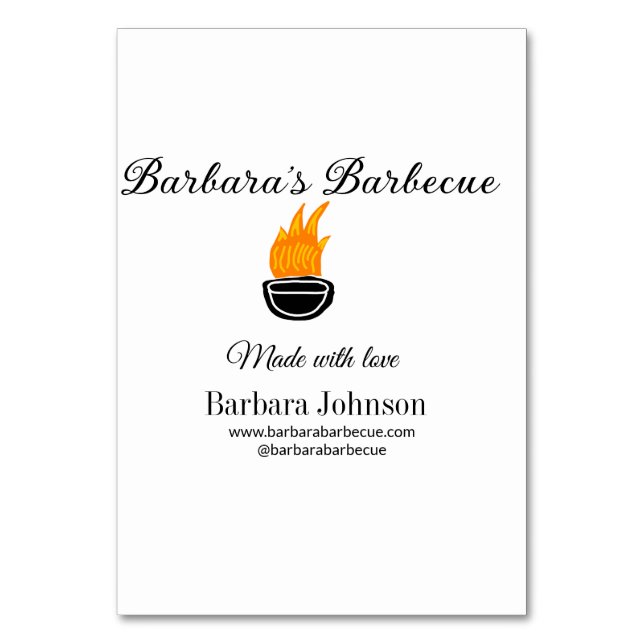 Barbecue Restaurant Küche Social Media Website Tischnummer (Vorderseite)
