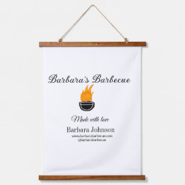 Barbecue Restaurant Küche Social Media Website Wandteppich Mit Holzrahmen