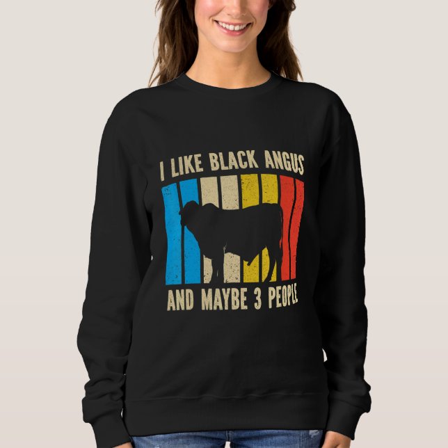 Barbecue Retro I Like Black Angus And Maybe 3 Peop Sweatshirt (Vorderseite)