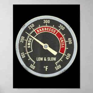 Barbecue-Thermometer Rauchiges Barbecue-Grill Low Poster