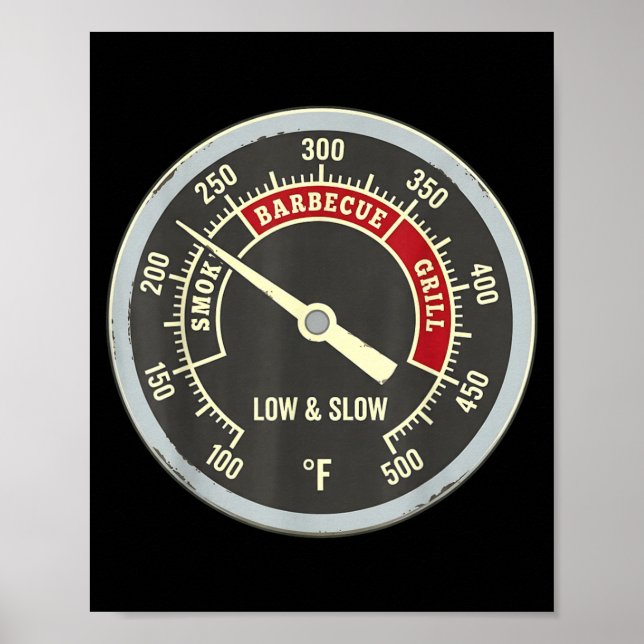 Barbecue-Thermometer Rauchiges Barbecue-Grill Low  Poster (Vorne)