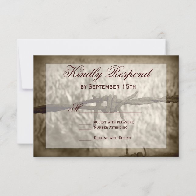 Barbed Wire Country Western Hochzeit RSVP Cards (Vorderseite)