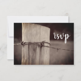 Barbed Wire Fence Country Ranch Wedding RSVP Karte