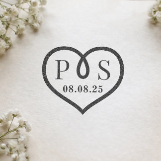 Barbed Wire Frame Heart Wedding Initial Monogram Gummistempel