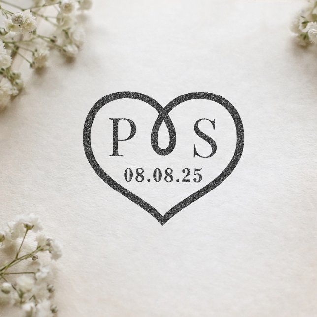 Barbed Wire Frame Heart Wedding Initial Monogram Gummistempel (Von Creator hochgeladen)