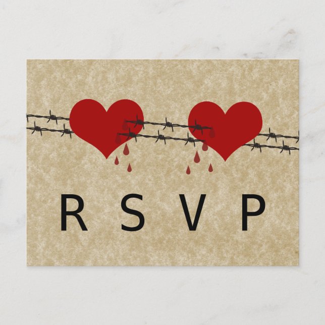Barbed Wire Hearts Tattoo UAWG Postcard Einladungspostkarte (Vorderseite)