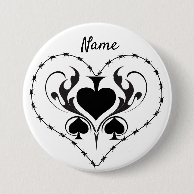 Barbed Wire Herz Schwarze Spades Thunder_Cove Button (Vorderseite)