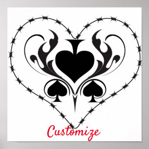 Barbed Wire Herz Schwarze Spades Thunder_Cove Poster