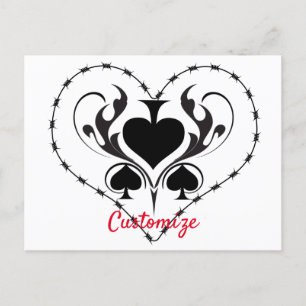 Barbed Wire Herz Schwarze Spades Thunder_Cove Postkarte