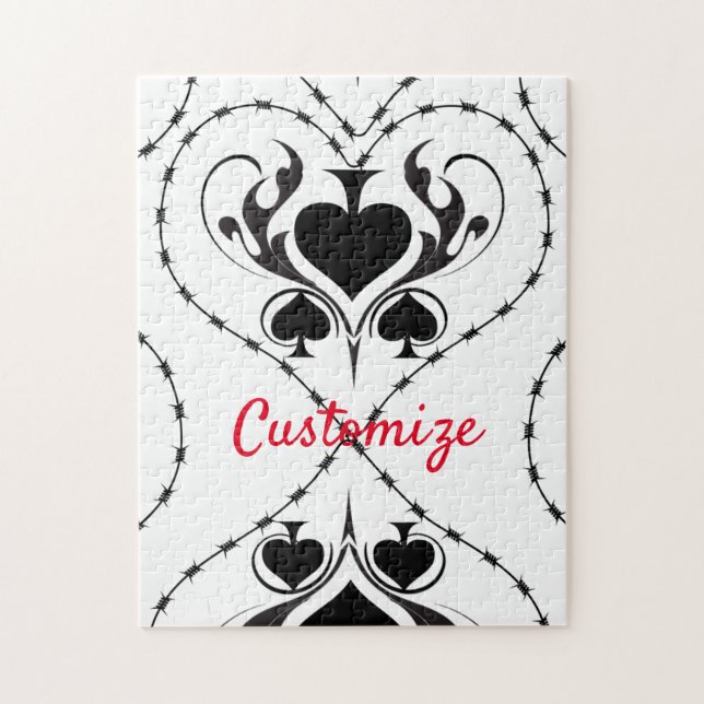 Barbed Wire Herz Schwarze Spades Thunder_Cove Puzzle (Vertikal)