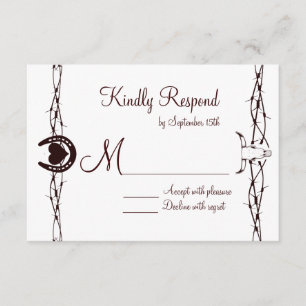 Barbed Wire Horseshoe Country Western RSVP Cards
